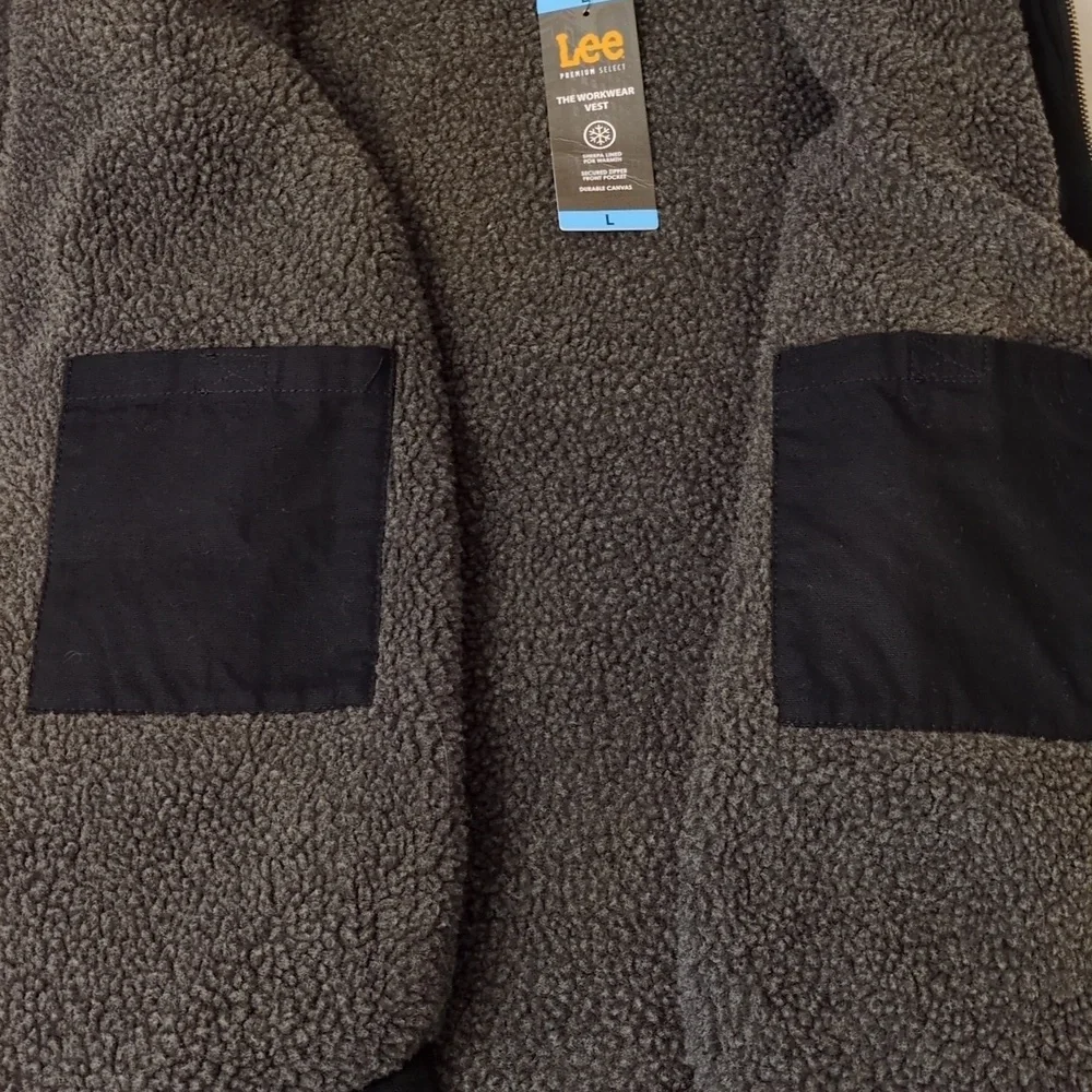 NWT Lee Sherpa Lined Canvas Work Vest Large - Picture 9 of 10
